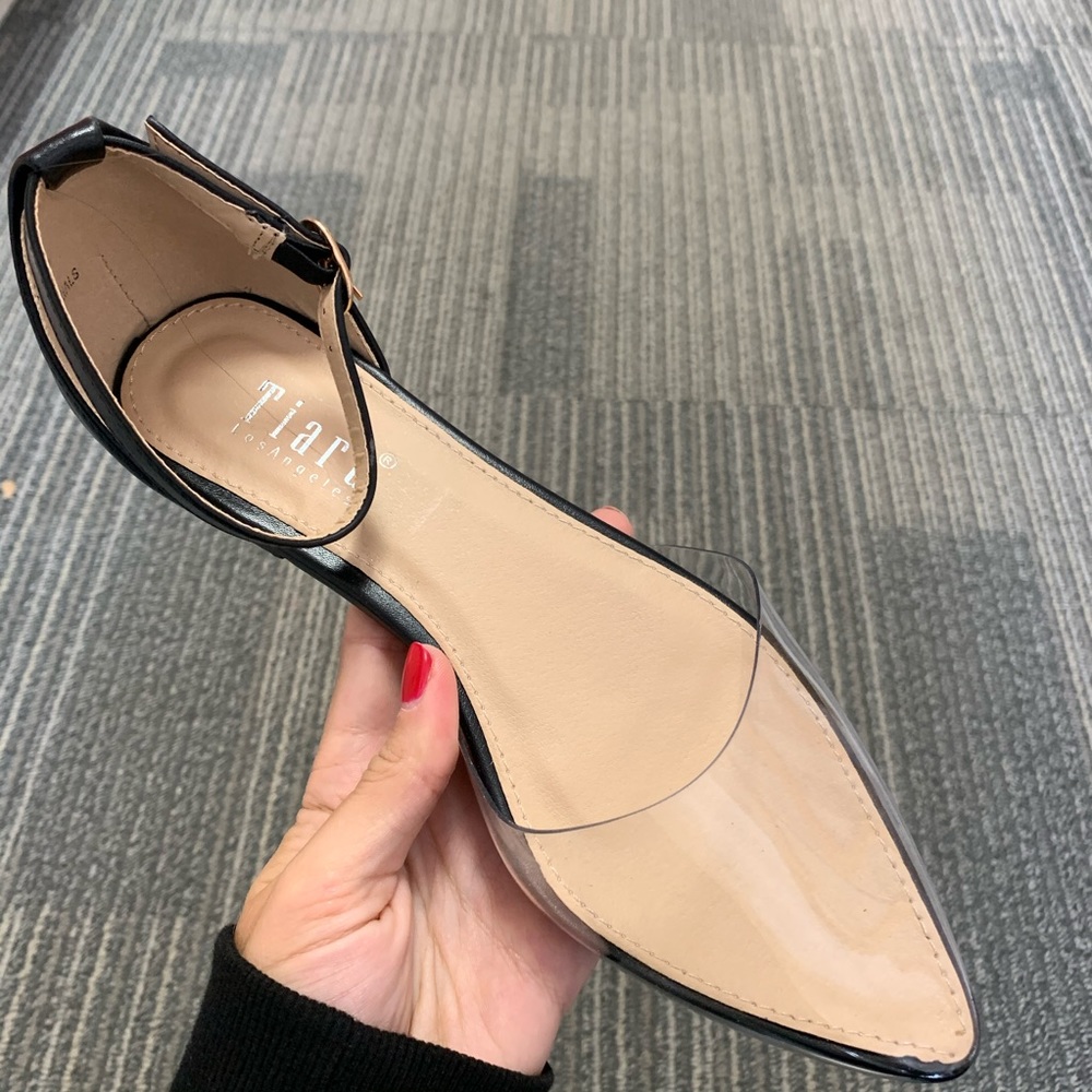 Black clear pointed toe sandal - Picture 2 of 5